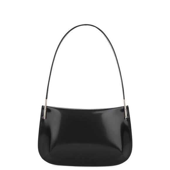 Saint Laurent Mini Flat Shoulder Bag Black Patent Leather Silver Hardware NWT - Picture 1 of 10